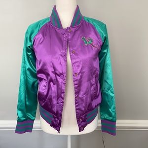 Rocawear Satin Purple and Green Bomber Jacket